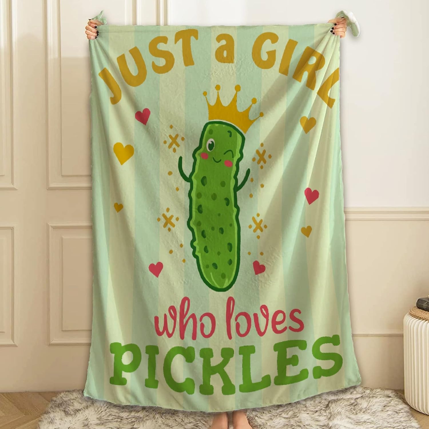 Just A Girl Who Loves Pickles Throw Blanket Fannel Fleece Super Soft Funny Blanket Travel Throw Blanket for Bed Couch Sofa 40 x 30 Inch for Baby - Image 5