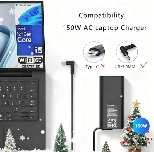 Miniatura 2 de Cargador para portátil de 150 W CA compatible con HP ZBook Studio 15 16 17 G5-G8, ZBook 15 16 17 G5-G9, OMEN 15 17 Fury 15 17 Pavilion Gaming 15 17,