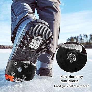 Non Slip Ice Cleats for Shoes and Boots,Small Ice Snow Gripper Shoe/Boot Traction Cleats with 5 Spikes, Winter Outdoor Anti-Slip Crampons for Women Kids Walking, Climbing