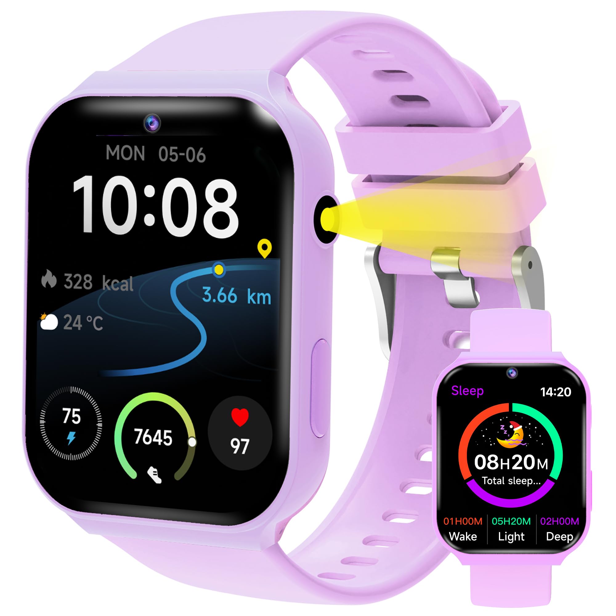 Smartwatch Bambini – 18 Giochi Educativi (Matematica e Logica) con Fotocamera e Monitor del Sonno | Schermo Touch 1,83", Contapassi, Sveglia | Activity Tracker Regalo per Ragazze e Ragazzi