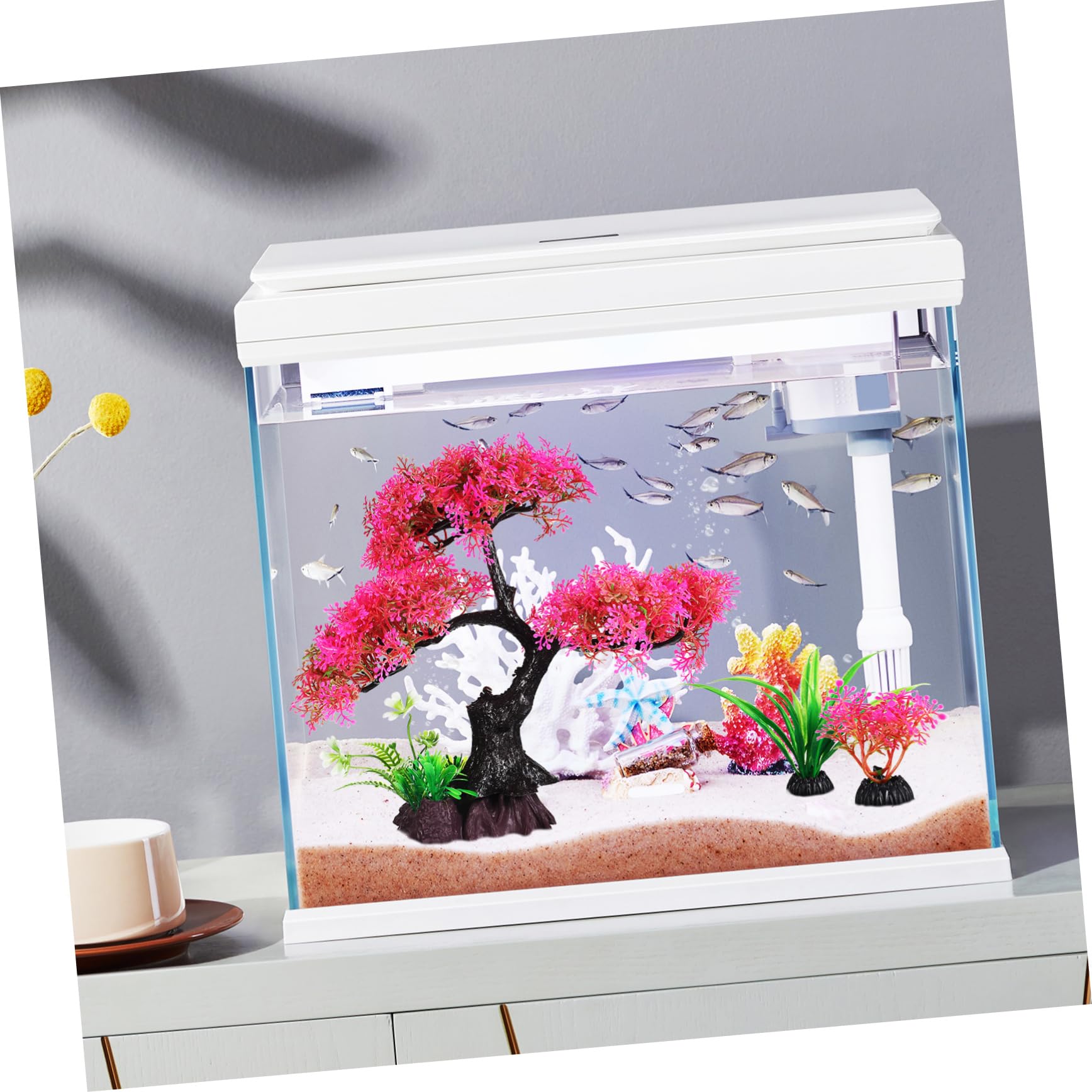 BESTonZON 30 Pezzi Acquatica Di Plastica Albero Di Pino Finte Piante D'Acquario Piante Da Serbatoio Di Pesci D'Acquario Realistico Decorazioni Per Serbatoio Di Pesce