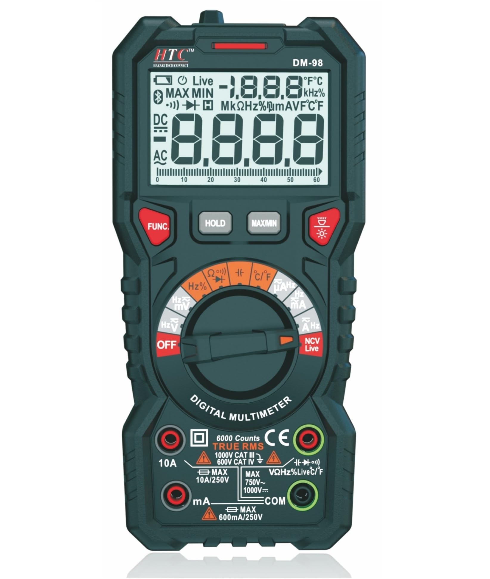 See full amazon price history chart for HTC DM-98 3⅚ Digit 6000 Count Digital Multimeter,True RMS/Autorange/Dual Display LCD,Double Colour Digital Multimeter (Yellow, Black 6000 Counts) HTC DM-98 3⅚ Digit 6000 Count Digital Multimeter,True RMS/Autorange/Dual Display LCD,Double Colour Digital Multimeter (Yellow, Black 6000 Counts) (B0BG1PY554) Amazon Price History, Amazon Price Tracker