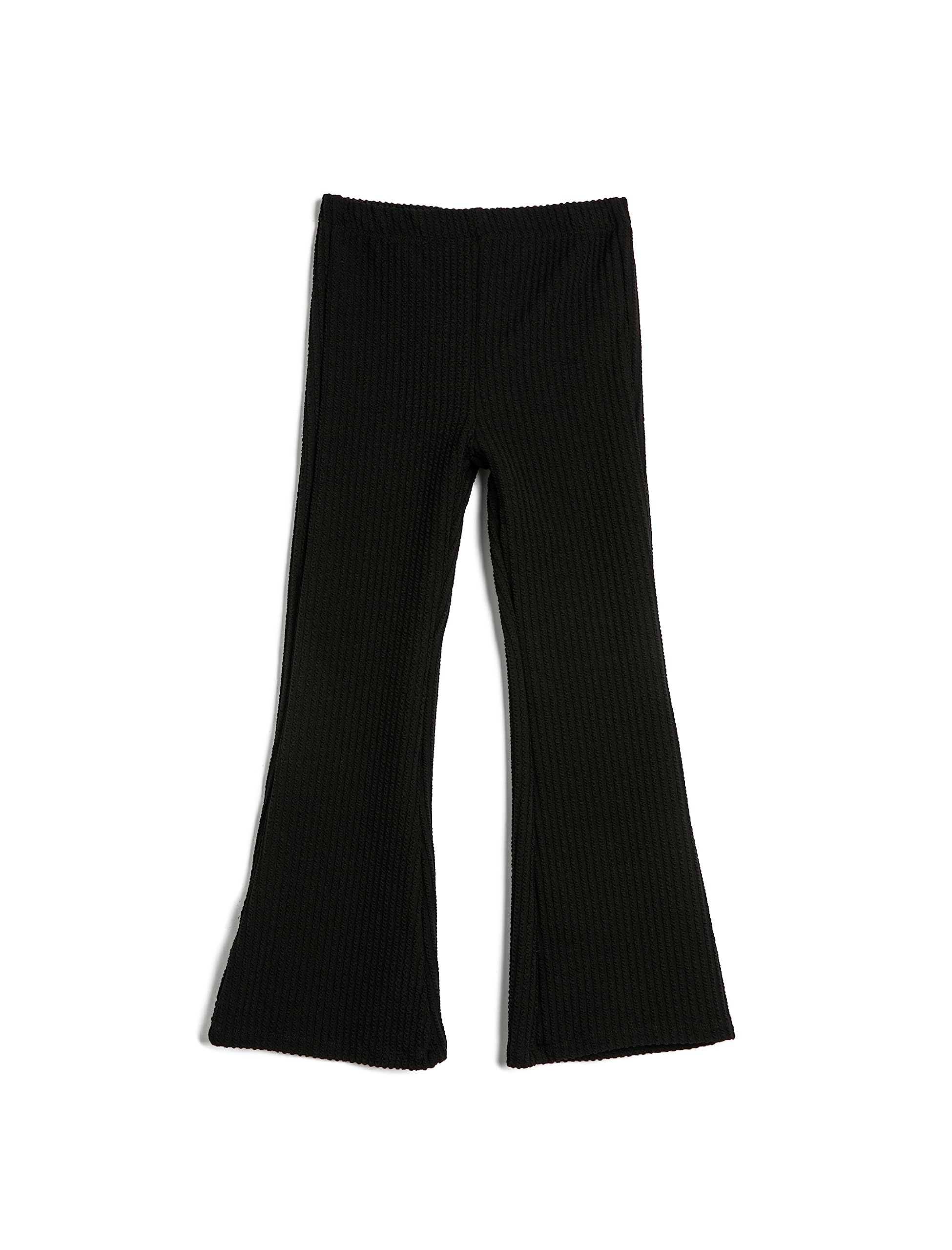 Koton Black(999) Girls Basic Flare Trousers Elastic Waistband Ribbed