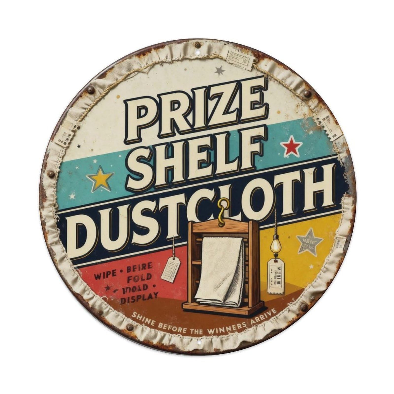 Prize Shelf Dustcloth Sign Metal Tin Sign Plaque