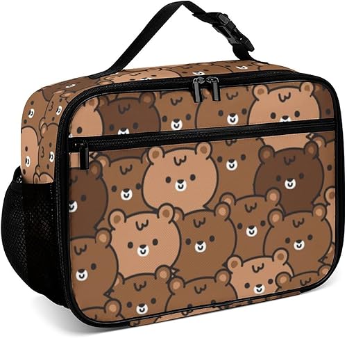 Muishi Lonchera reutilizable con bonito oso de peluche, bolsa térmica para almuerzo, lonchera para comida y alimentos, bolsa de mano para mujeres,