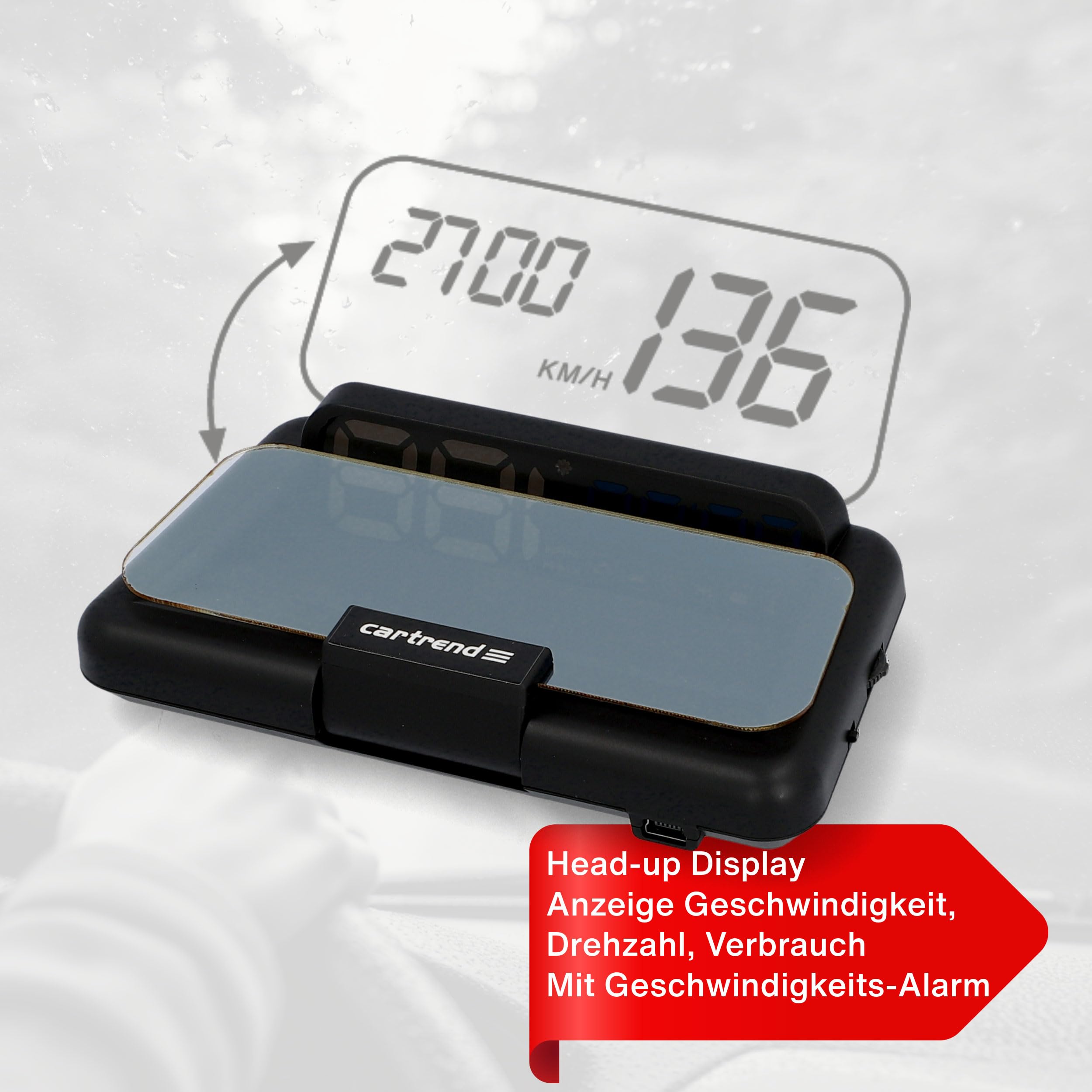 Produktbild von Head Up Display Auto HUD Anzeige OBD2 & HUD GPS Anzeige, IKiKin 3,5 Zoll Kopf-Display, Tachometer, Auto Tachometer, Motorgeschwindigkeit Sicherheitsalarm