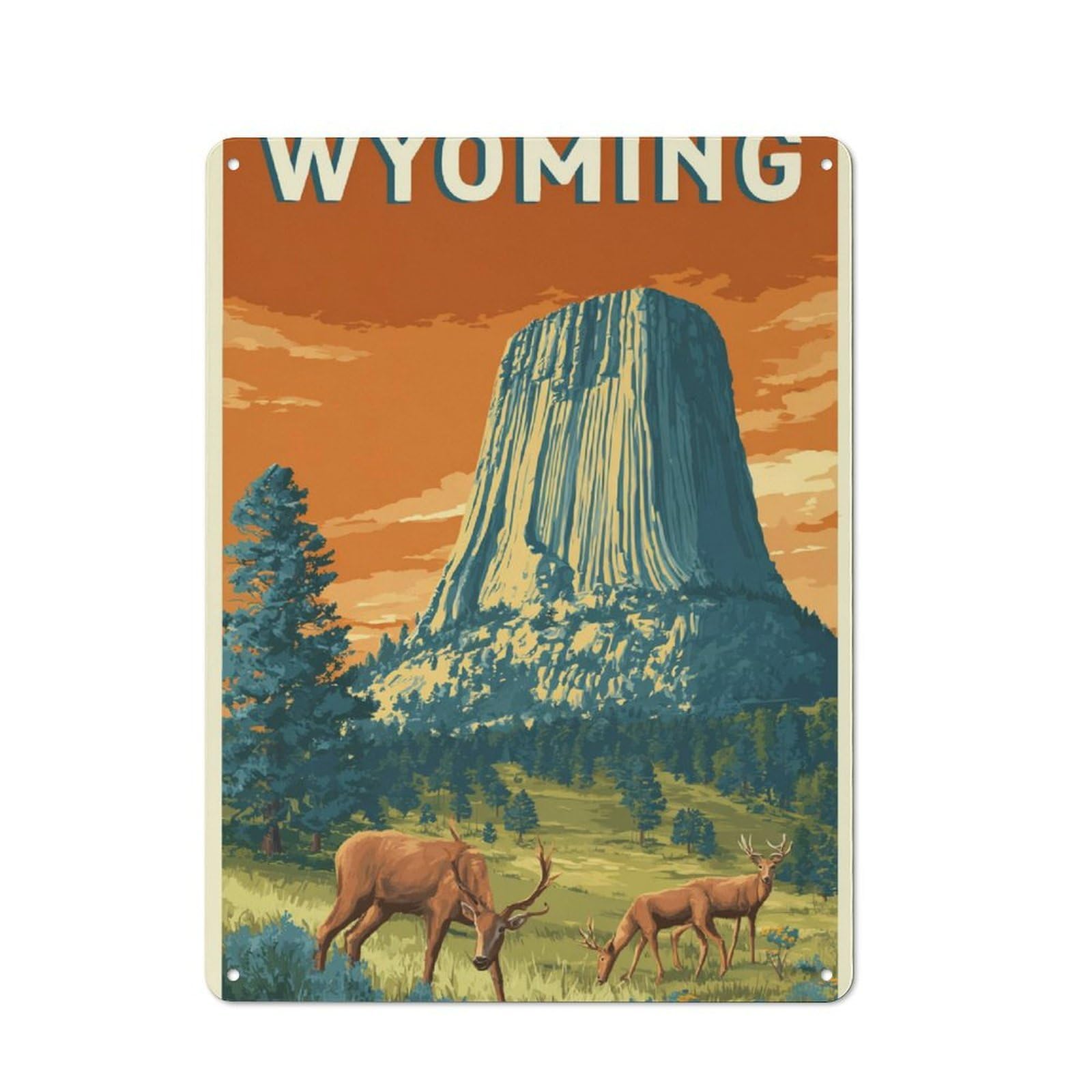 Explore Wyoming's Majesty Printed Tin Plaque, Clean Printed Wall Decor for Breakfast Nook, Kitchen Wall And Home Cafe, 40x30cm