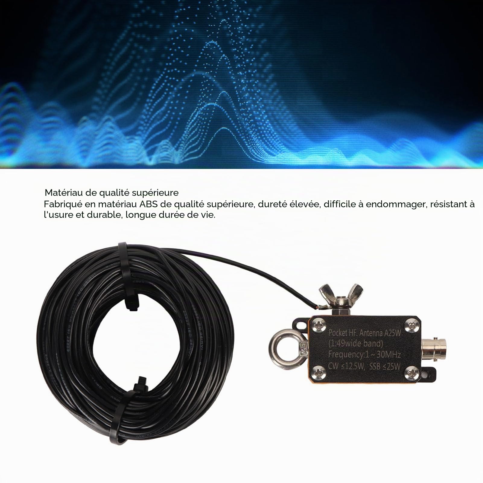 Antenne Portable à Ondes Courtes, Antenne Radio Alimentée par extrémité de Poche 1-30 MHz, Antenne à Ondes Courtes FE8 CW SSB 1:49 Balun, Améliore la Réception du Signal pour