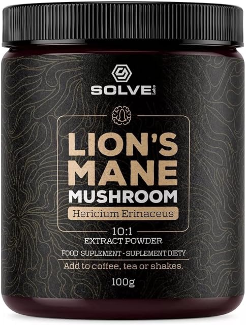 SOLVE Labs®  Organic Lion's Mane Powder  100% Fruiting Bodies  45% Beta-D-Glucans  10:1 Extract  Zero Fillers & Additives  100g  1Serving = 15grams Mushrooms 3 Months Supply