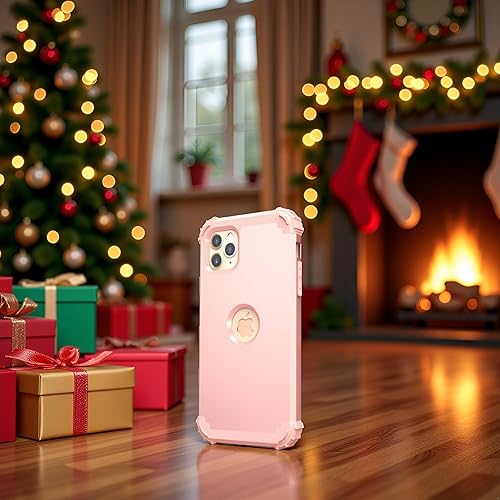 Vista 6 de IDweel Funda para iPhone 11 Pro Max con protector de pantalla de vidrio templado, híbrido 3 en 1, a prueba de golpes, ajuste delgado, protección Oro