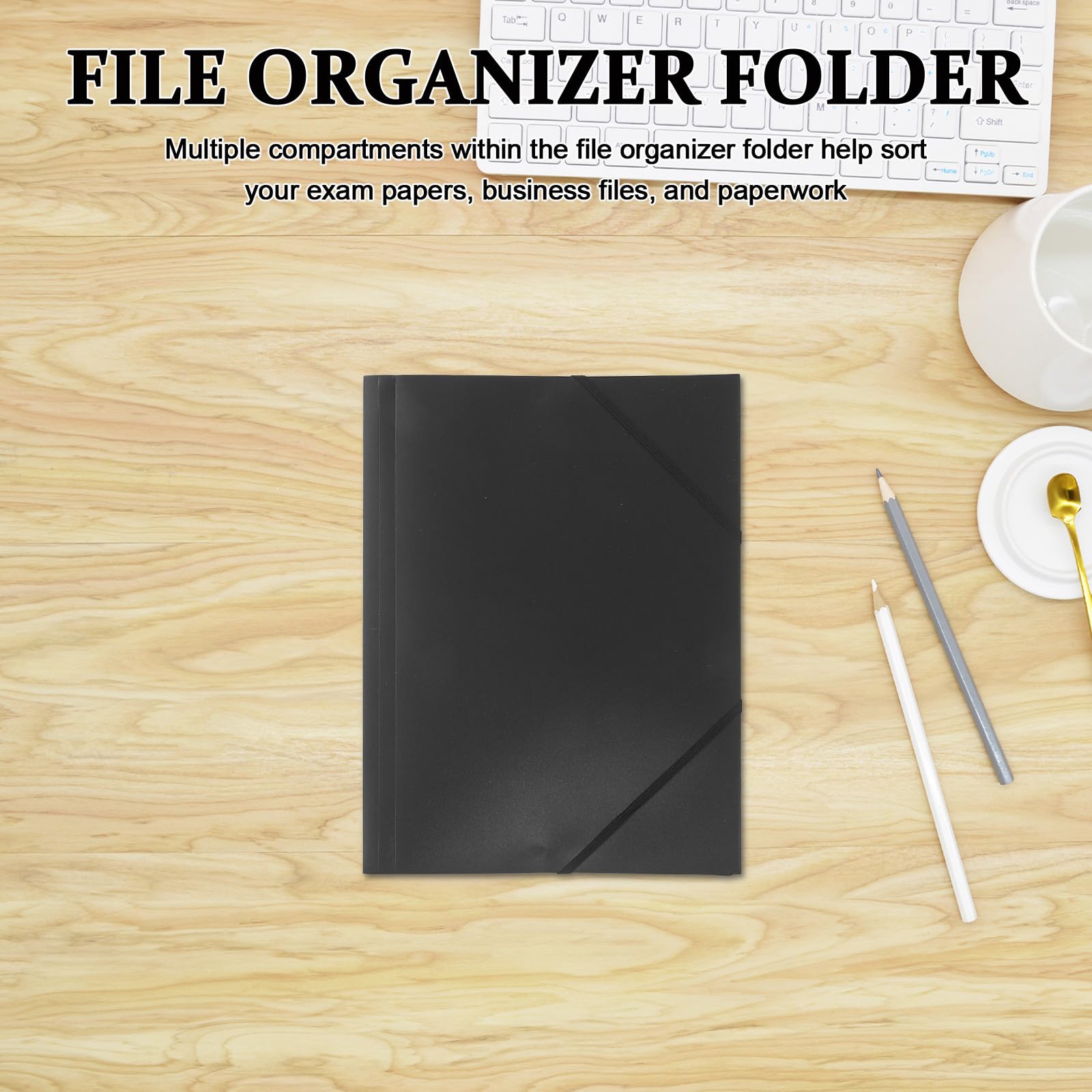 10 Unidades Carpeta de Archivos con Cuerda Elástica y Diseño Plegable para Organización de Documentos