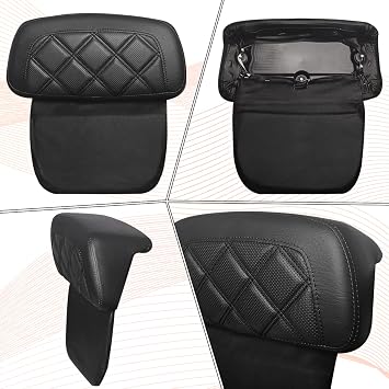 FOVPLUE Backrest Pad,Chopped Razor Tour Luggage Pack Backrest Pad for Harley Touring 2014-later,for CVO Road Glide Road King Street Glide Tri Glide Ultra Limited Electra Glide FLHTKSE,Black Stitching