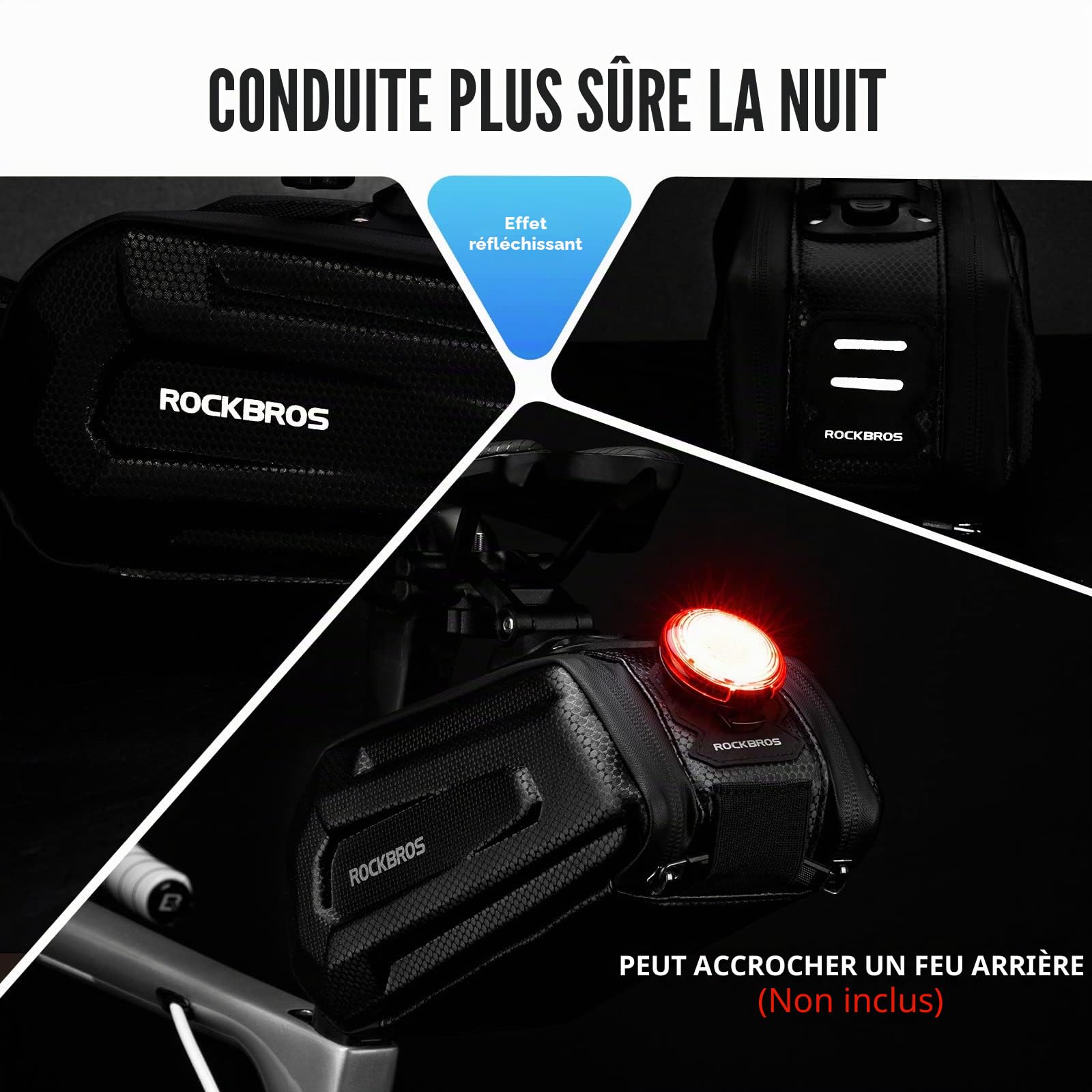 ROCKBROS Sacoche de Selle Vélo Pochette VTT Rigide de Rangement Arrière de Vélo Trottinette BMX 1,8L