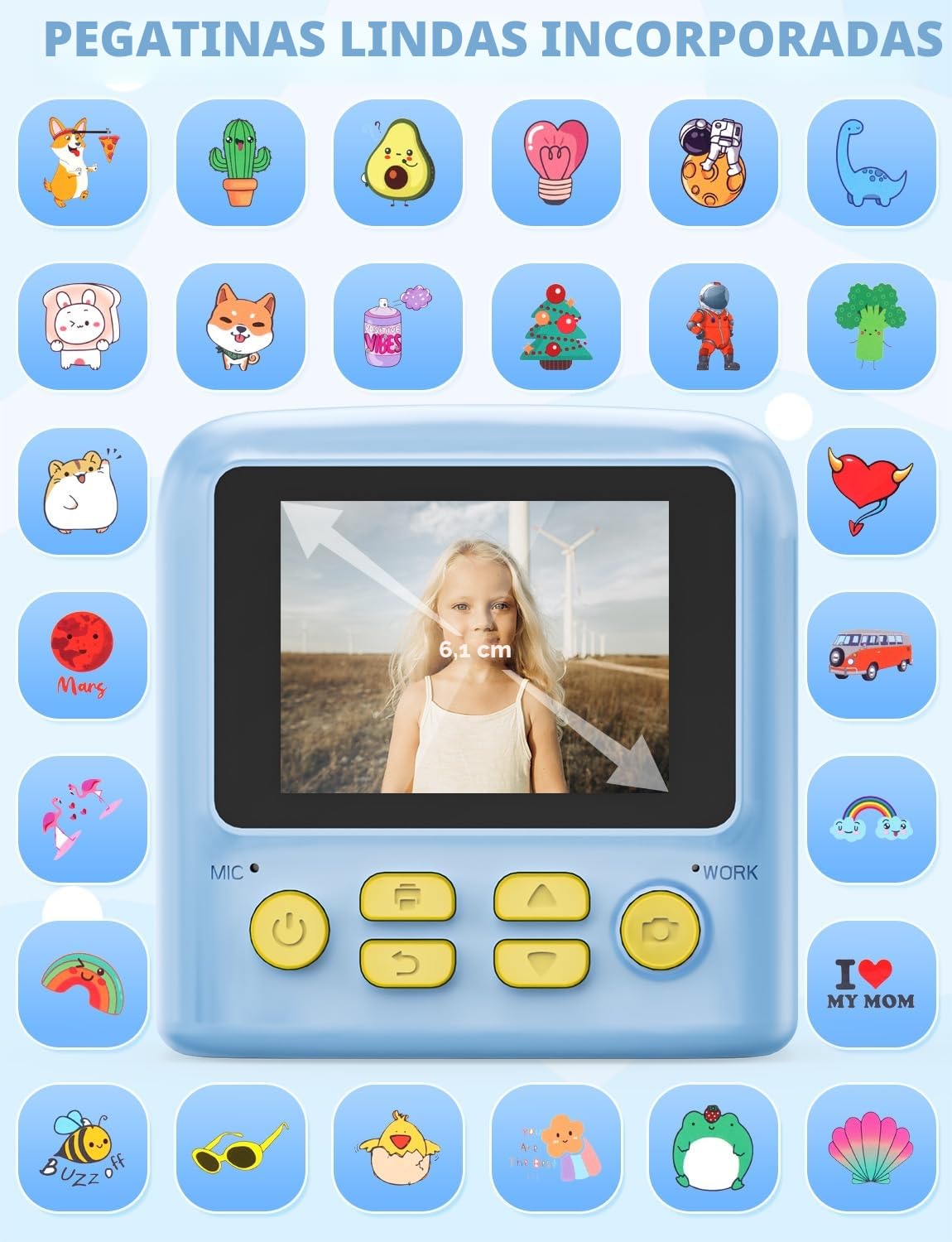 PHNIXGAM Cámara instantánea para niños con 2 Flash, cámara Digital, cámara Infantil, cámara de Fotos HD de 2,4 Pulgadas, Regalo para niños y niñas, Incluye 5 Rollos de Papel de impresión