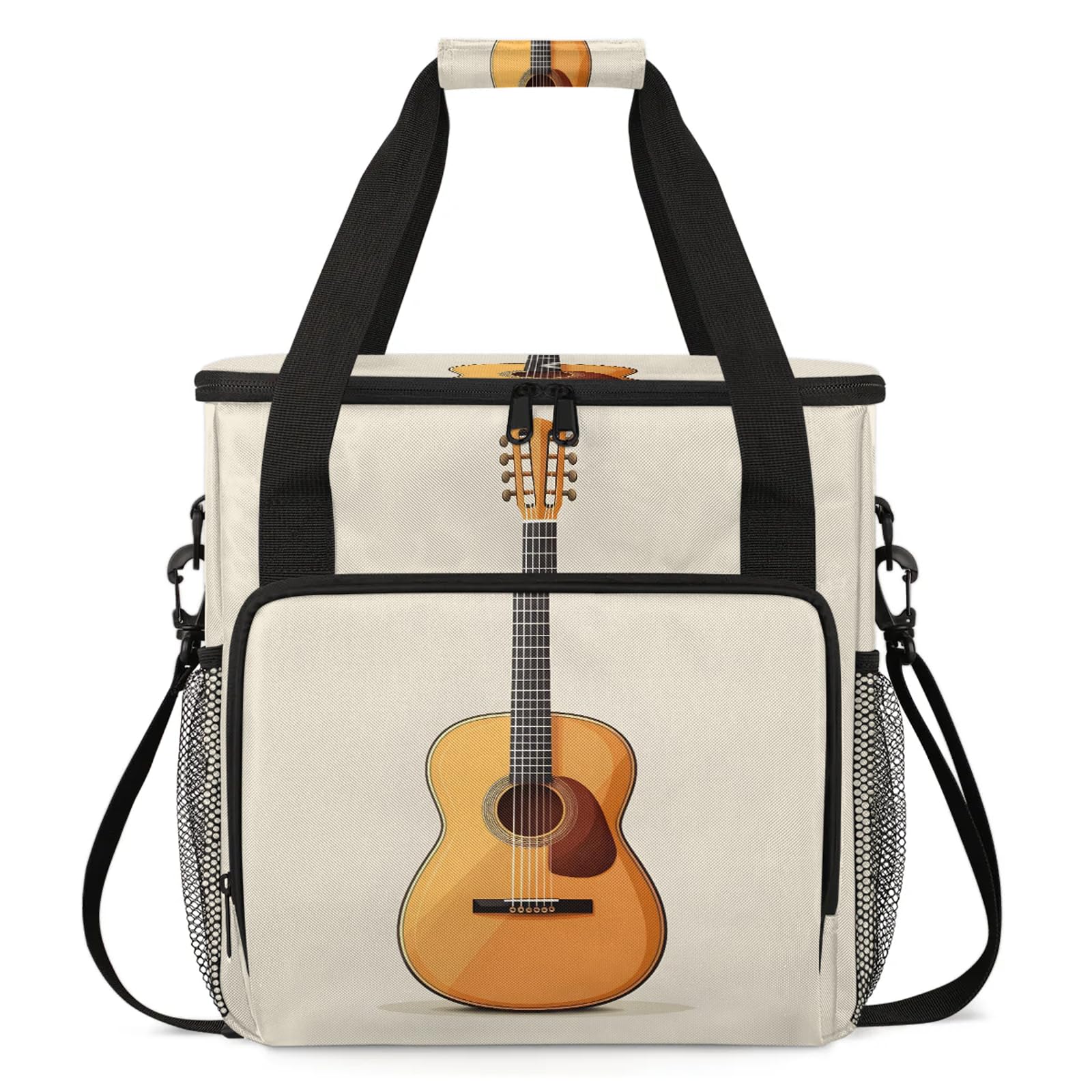Adornori Music Coffee Maker Travel Bag, Guitar Insulated Grocery Bag Travel Picnic Leakproof Cooler Bags With Shoulder Strap