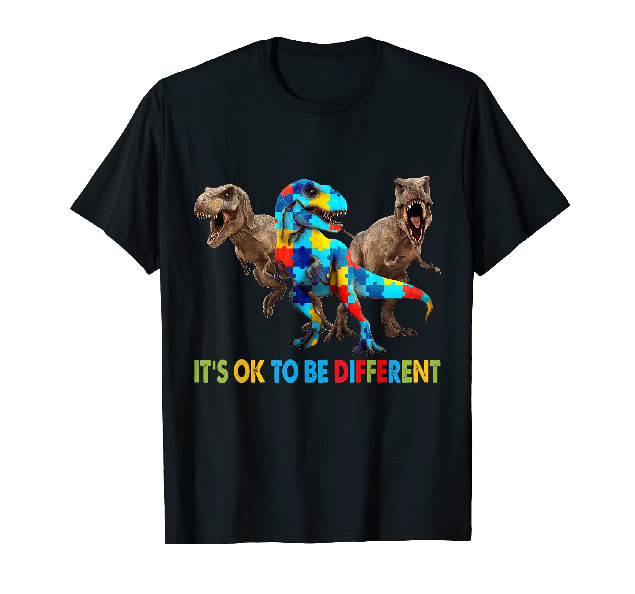 T-Rex Autism Awareness Puzzle GiftIt's Ok To Be Different T-Rex Autism Awareness Puzzle Gift T-Shirt