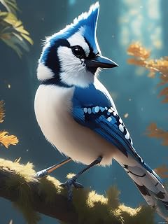 DIY Diamond Painting Kits for Adults, The Blue Jay Round Full Drill 5D Diamonds Gem Art Drill Home Cute Bird Decoration Kits and Room Wall Decor 12x16 inch