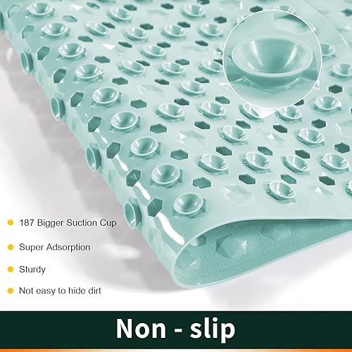 Miniatura 8 de Yimobra Tapete para bañera antideslizante, 27.5 x 15.5 pulgadas, lavable a máquina, suave para los pies, tapete de baño con agujeros de drenaje y