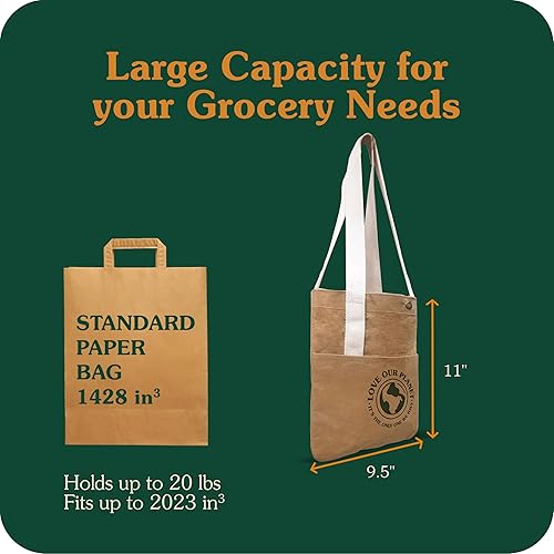 Miniatura 6 de Reusable Grocery Bag Large Sustainable Washable Paper Tote with Reinforced Seams. Foldable and Durable.