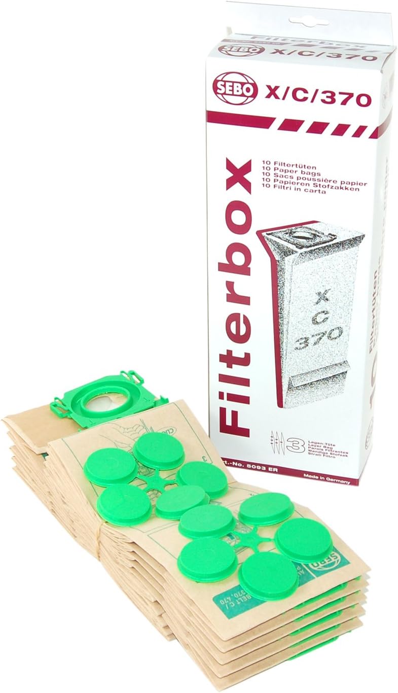 SEBO 5093ER Electrostatic Fleece Bags for Upright Vacuum Cleaner, Pack