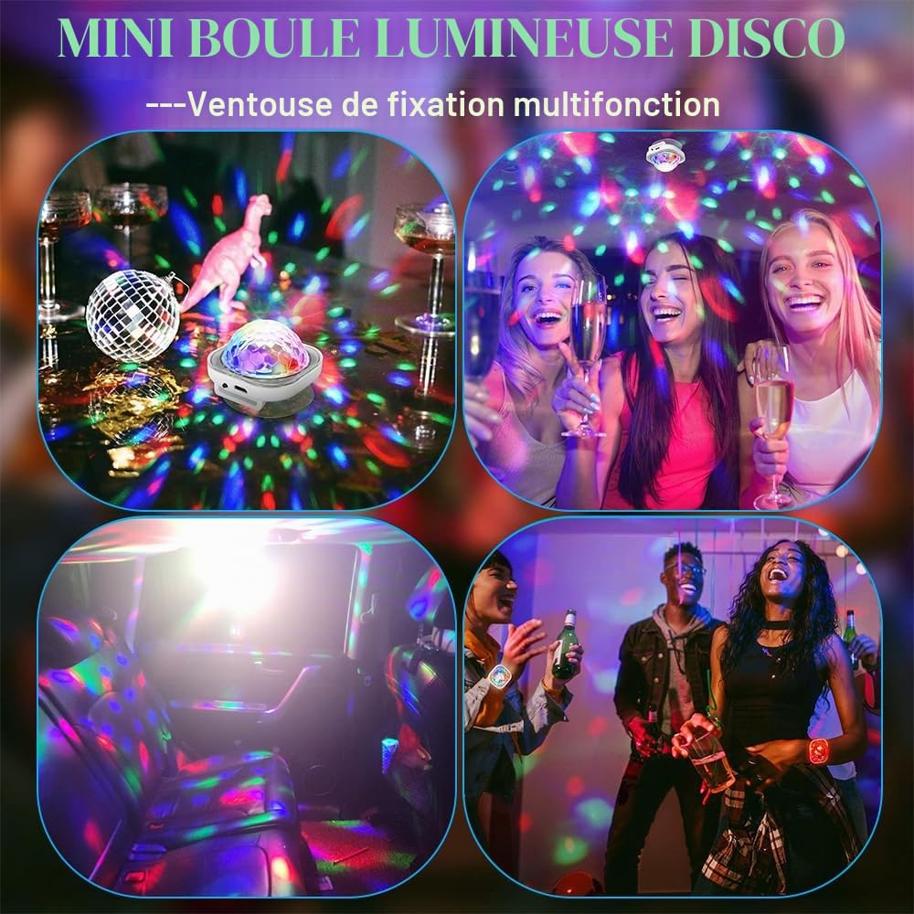 8 Pièces Montres Disco Lumineuses à LED, Bracelet USB Rechargeable Stroboscope Avec Ventouse, Mini Lumière Disco Portable Sensible Au Son, Pour Party Voiture Danse DJ Club