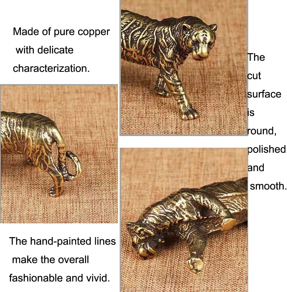 Brass Walking Tiger Statue - Zodiac Animal Chinese Handmade Lucky Tiger Statue for Tearoom, Desk, Office Decor - Image 6