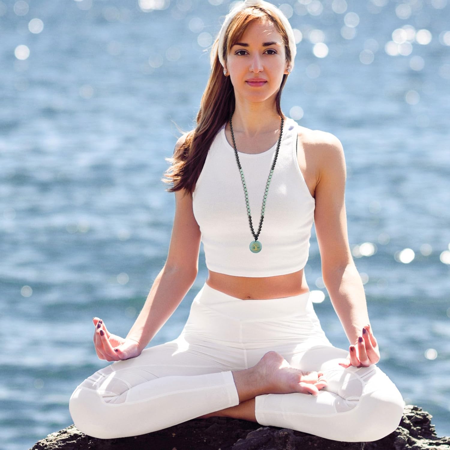 COAI Handmade 108 Mala Beads, Tree of Life Necklace for Men Women, 6mm Green Aventurine Onyx Necklace for Men Women - Image 3