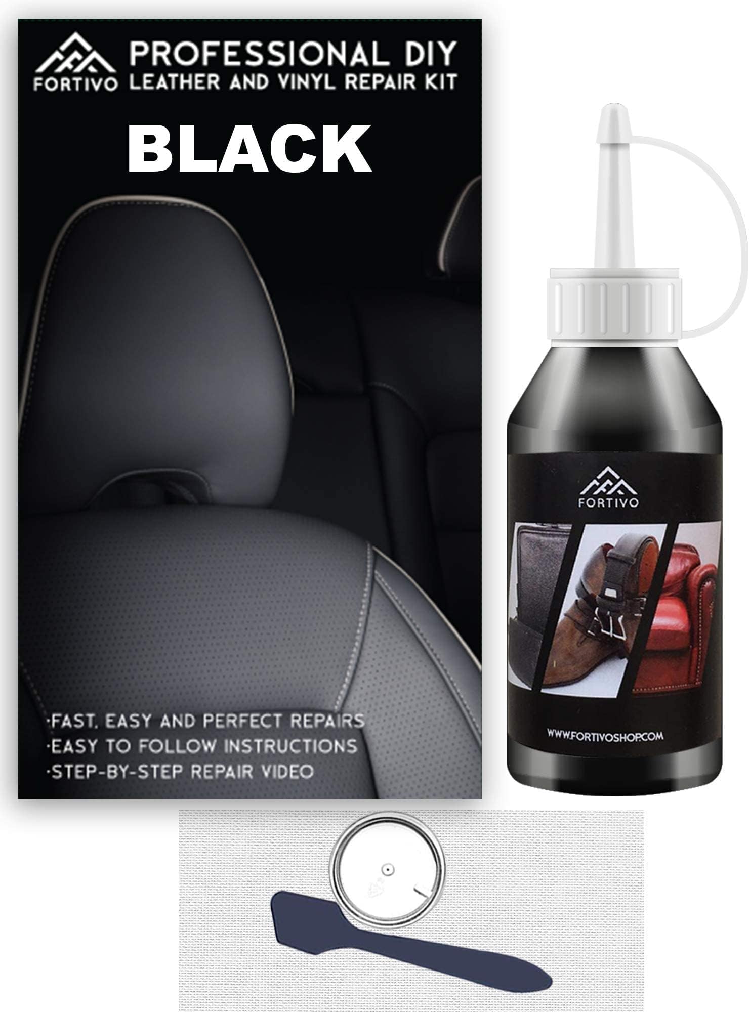 Black Leather and Vinyl Repair Kit Furniture, Couch, Car