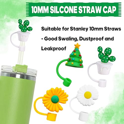 Miniatura 2 de Stanley - Juego de 4 fundas para popotes Stanley de 0.4 pulgadas0.394 in, lindo adorno para popote Stanley, protector de popote para vaso Stanley,