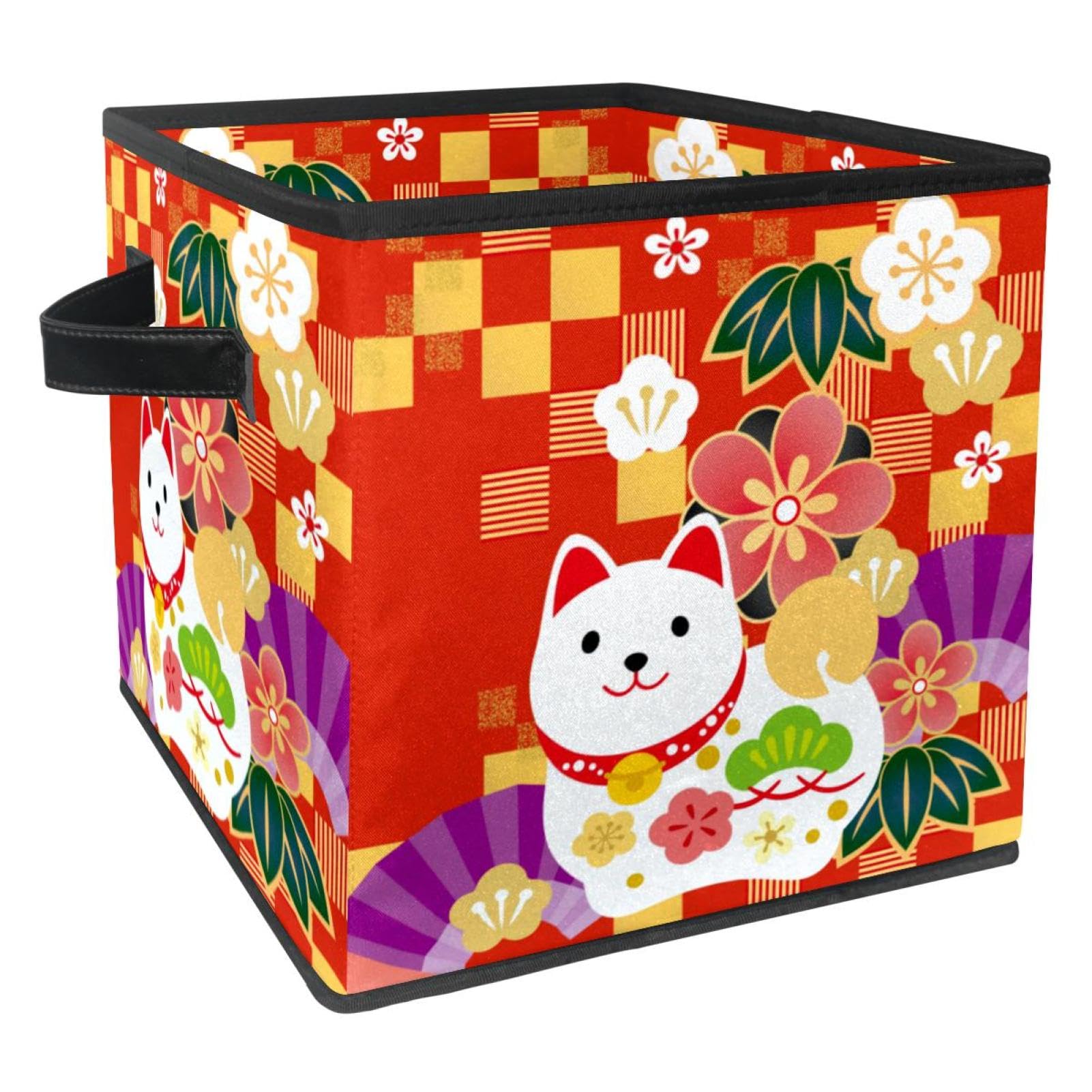 Boîte de rangement pliable en tissu cube avec poignées pour vêtements