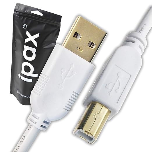 Ipax White HiSpeed USB Printer Cable Compatible with Zebra