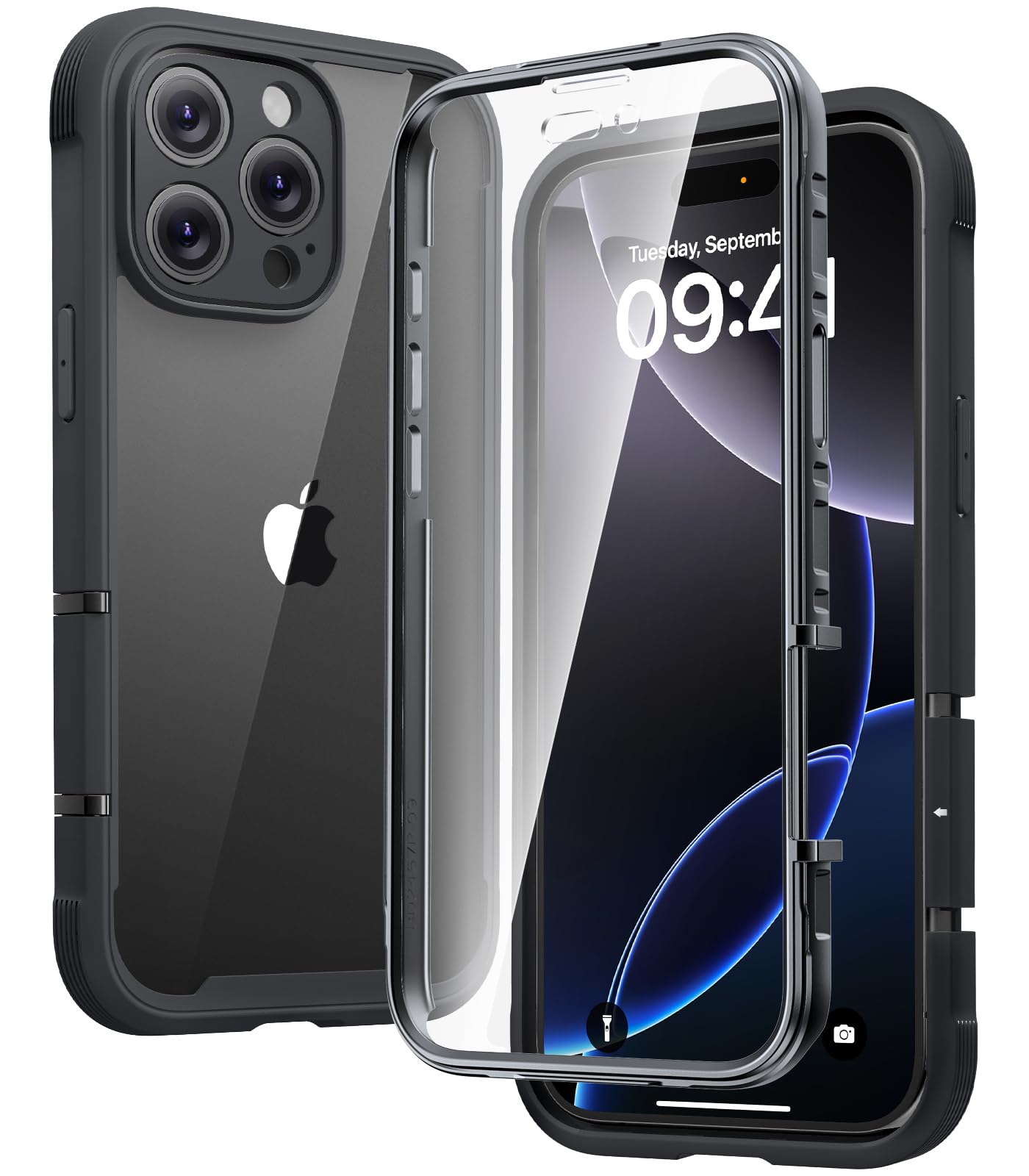 Diaclara Designed for iPhone 16 Pro Max Case, Full Body Rugged Case with Built-in Touch Sensitive Anti-Scratch Screen Protector, Upgraded [Full Camera Protection] for iPhone 16 Pro Max 6.9" (Black)