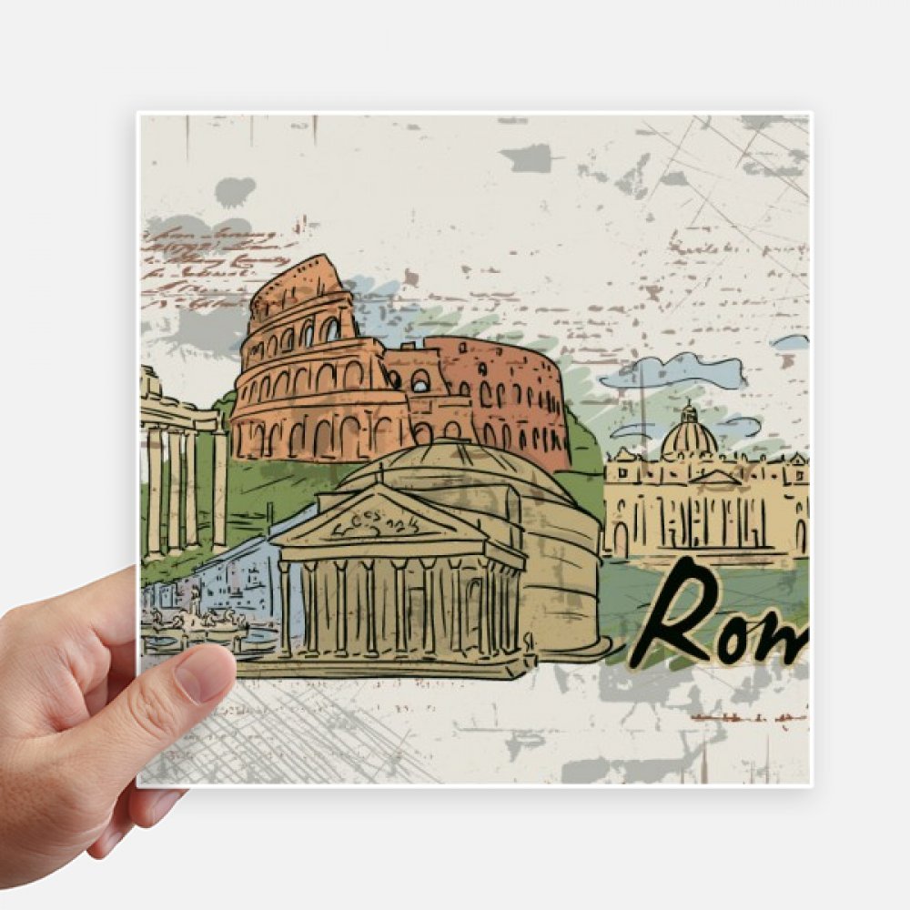 Autocollant Italie Rome carré 20cm sticker mural valise ordi portable