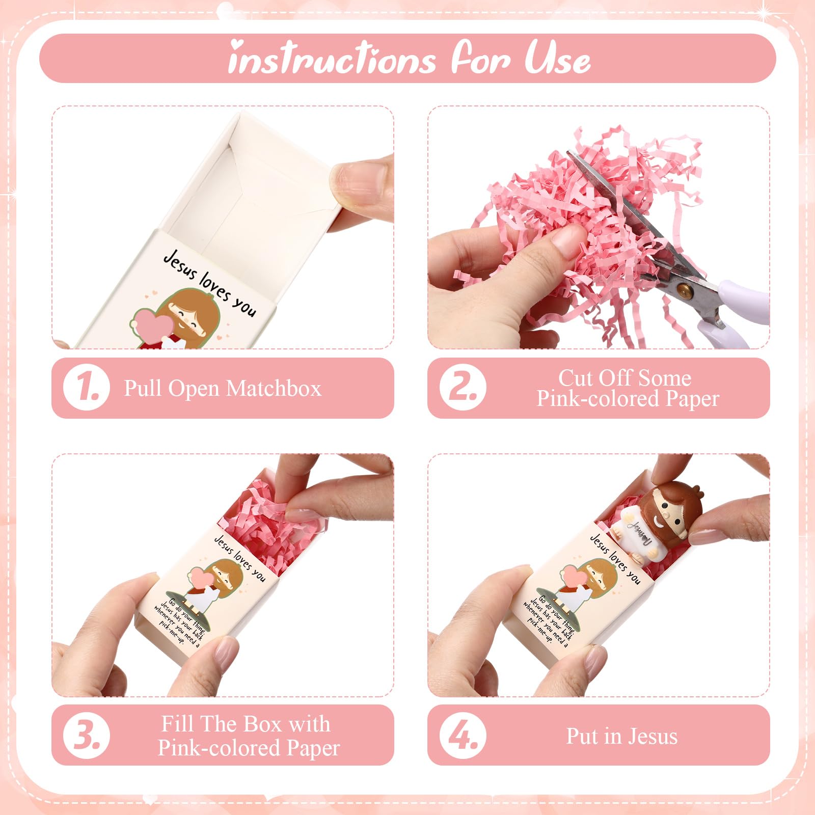 Wettarn 30 Sets Jesus Loves You Gifts Jesus Figures Stress Balls with Support Boxes for Christian Religious Church Stuffers Faith Desk Decor Christmas Valentines Day Party Favors