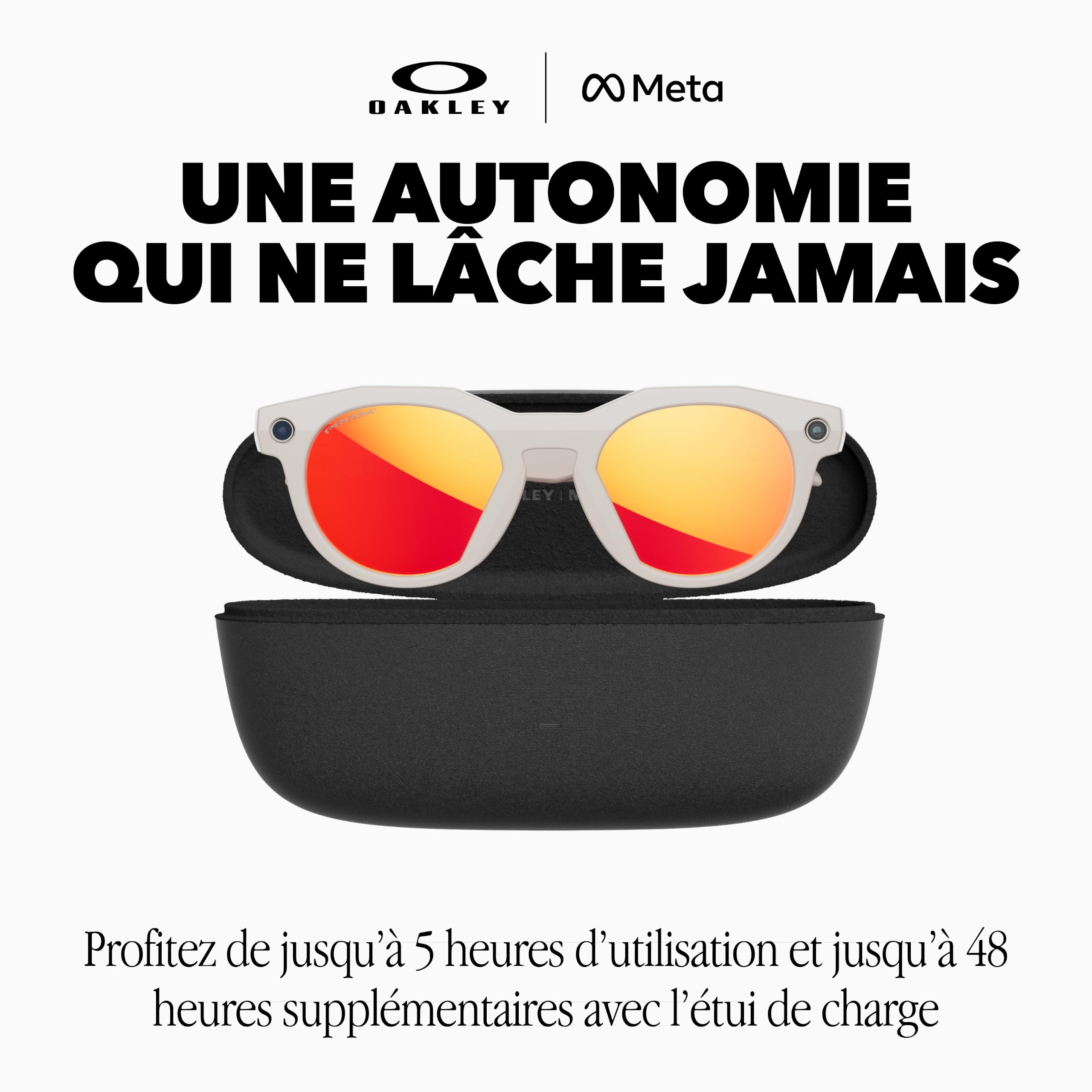 Oakley Meta HSTN Lunettes IA pour Homme et Femme — Noir | Lunettes Sport & Lifestyle — Caméra 12 MP, Vidéo 60fps, Audio Open-Ear, Meta IA — Noir/Verres Prizm™ Noir Polarisés