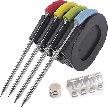 4-Pack Meat Probe for Weber iGrill 2/3/Mini & Connect Hub Grill Thermometer | Color-coded probes for Weber iGrill 2/3/Mini&Connect. 3.25" stainless steel,waterproof. ABS wrap,tangle-free. -22F to 620F.