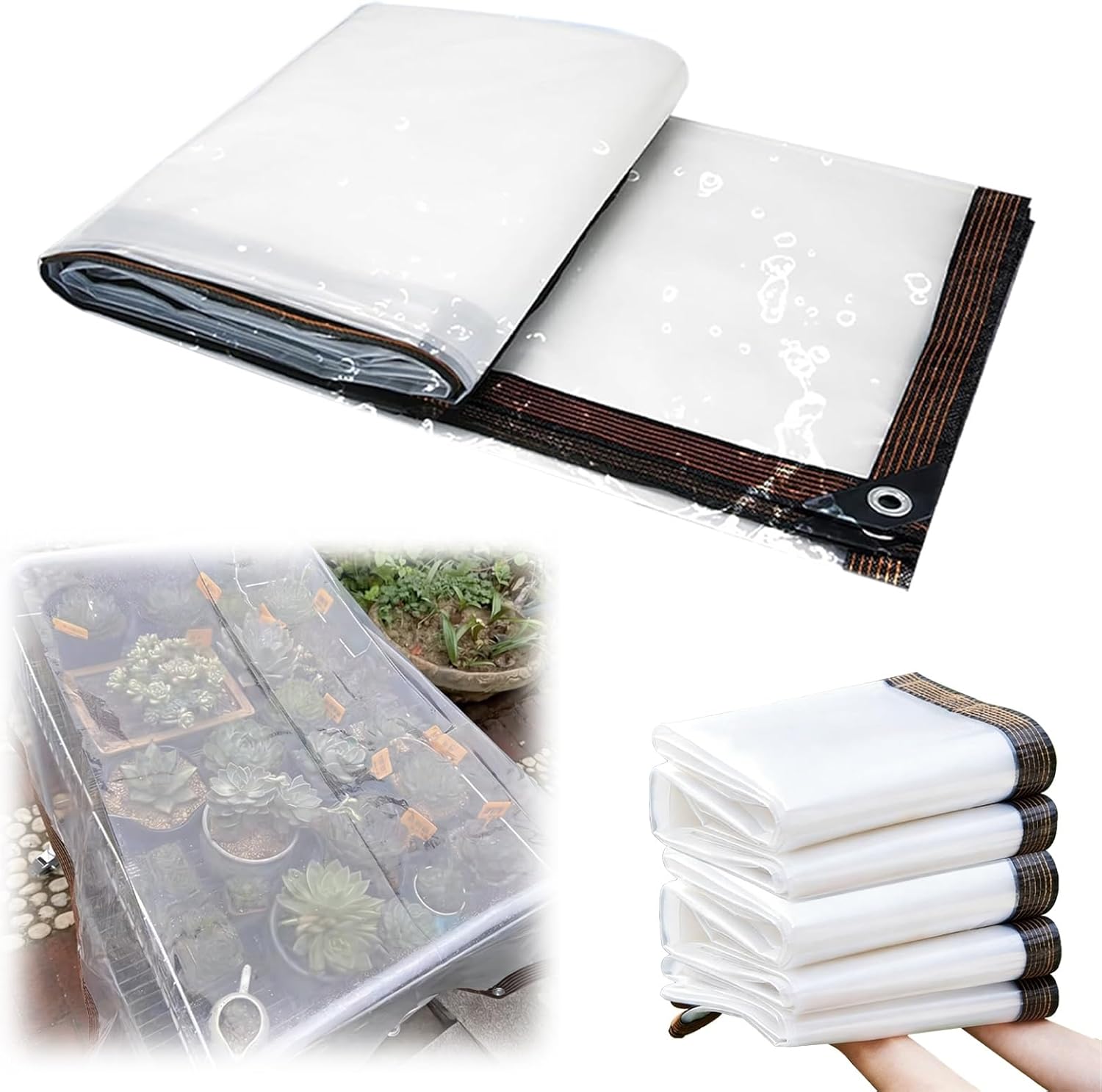 Heavy Duty Translucent Clear Tarp - UV & Tear Resistant PE Tarpaulin with Grommets/Ropes, Outdoor Rainproof Cover for Covering Chicken Coops, Patio, Garden, Plants(1x9m/3.3x29.5ft)