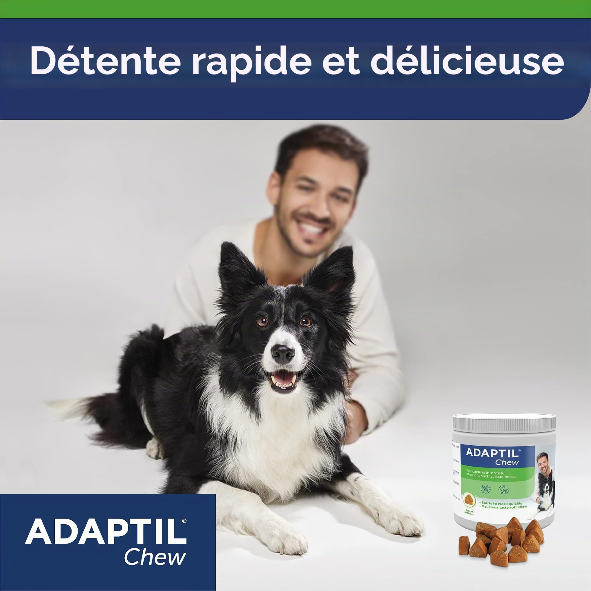 ADAPTIL Mâcher pour Chiens | Snack Anti-Stress pour Votre Chien | Relaxation Rapide dans des Situations stressantes | avec des ingrédients naturels | 30 pièces