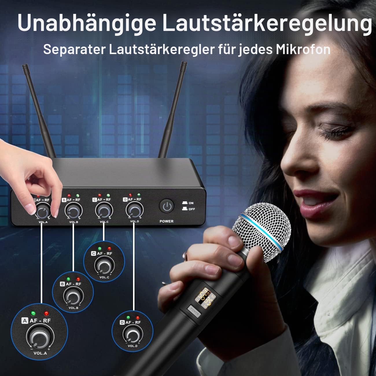 Depusheng R4 funkmikrofon kabellos mikrofon UHF Professionelles dynamisches drahtloses Drahtloses 4 Kanal Handmikrofon Heim KTV Set für Karaoke Party