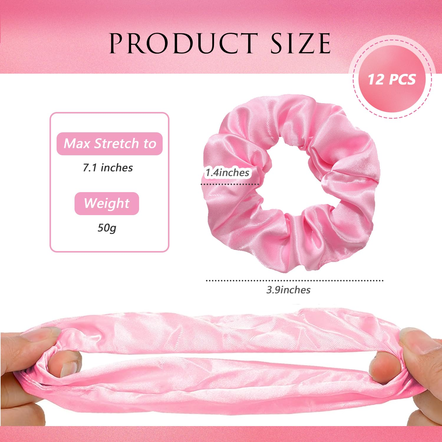 12 Pcs Pink Satin Silk Scrunchies Set Blush Hair Ties Soft Elastic Ponytail Holders Hair Bands for Women Girls Gentle Hair Accessories - Image 2