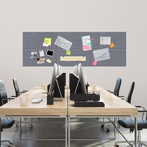 Miniatura 8 de Paquete de 6 paneles acústicos, paneles decorativos absorbentes de sonido, azulejos de pared de fieltro de pared, ideales para reducir el eco y el