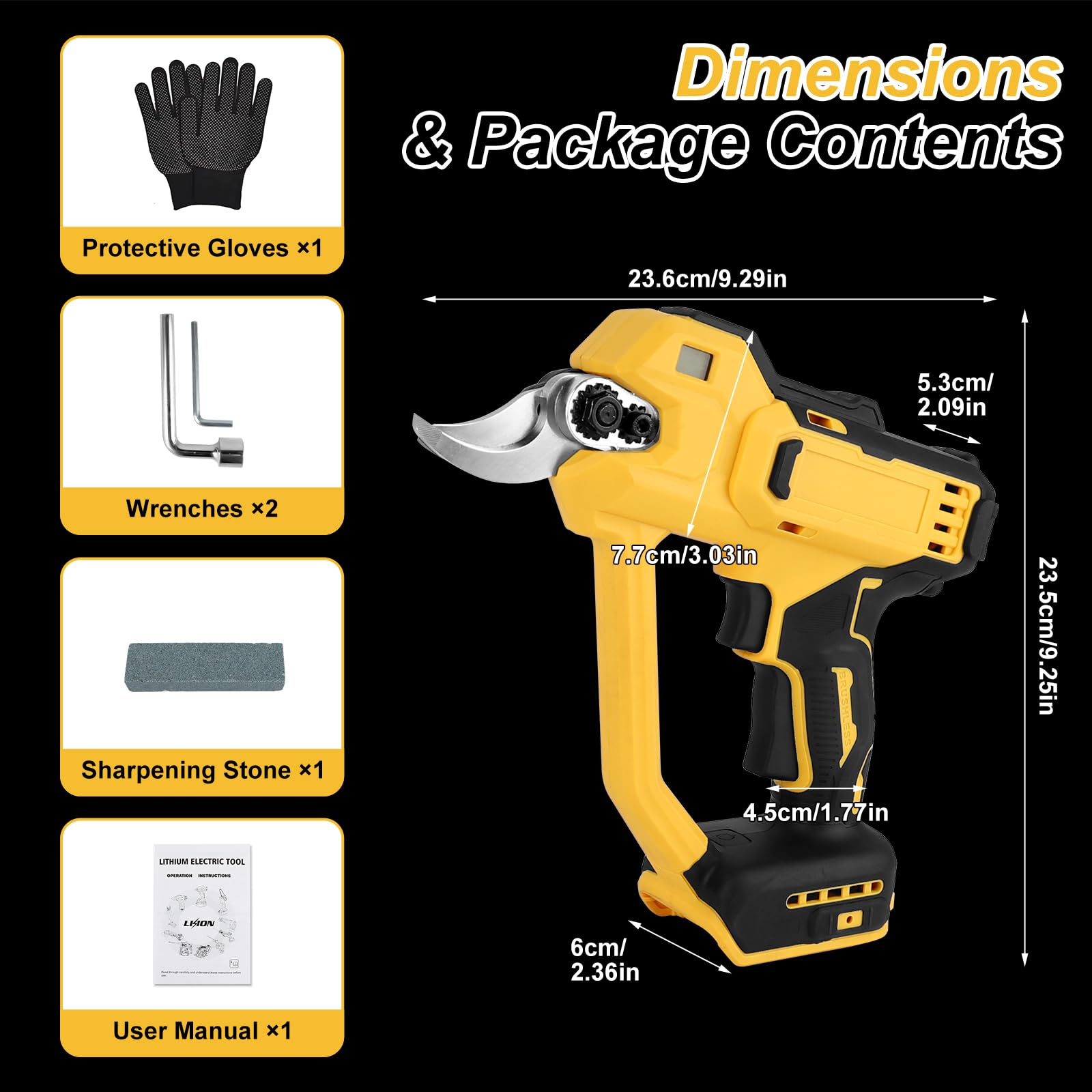 Sécateur Électrique Sans Fil, Compatible avec Dewalt 18V/21V, Sécateur a Batterie, Coupe Branche Électrique, Diamètre de Coupe Max. 30 mm, pour Jardinage, Branches, Haies (Sans Batterie)