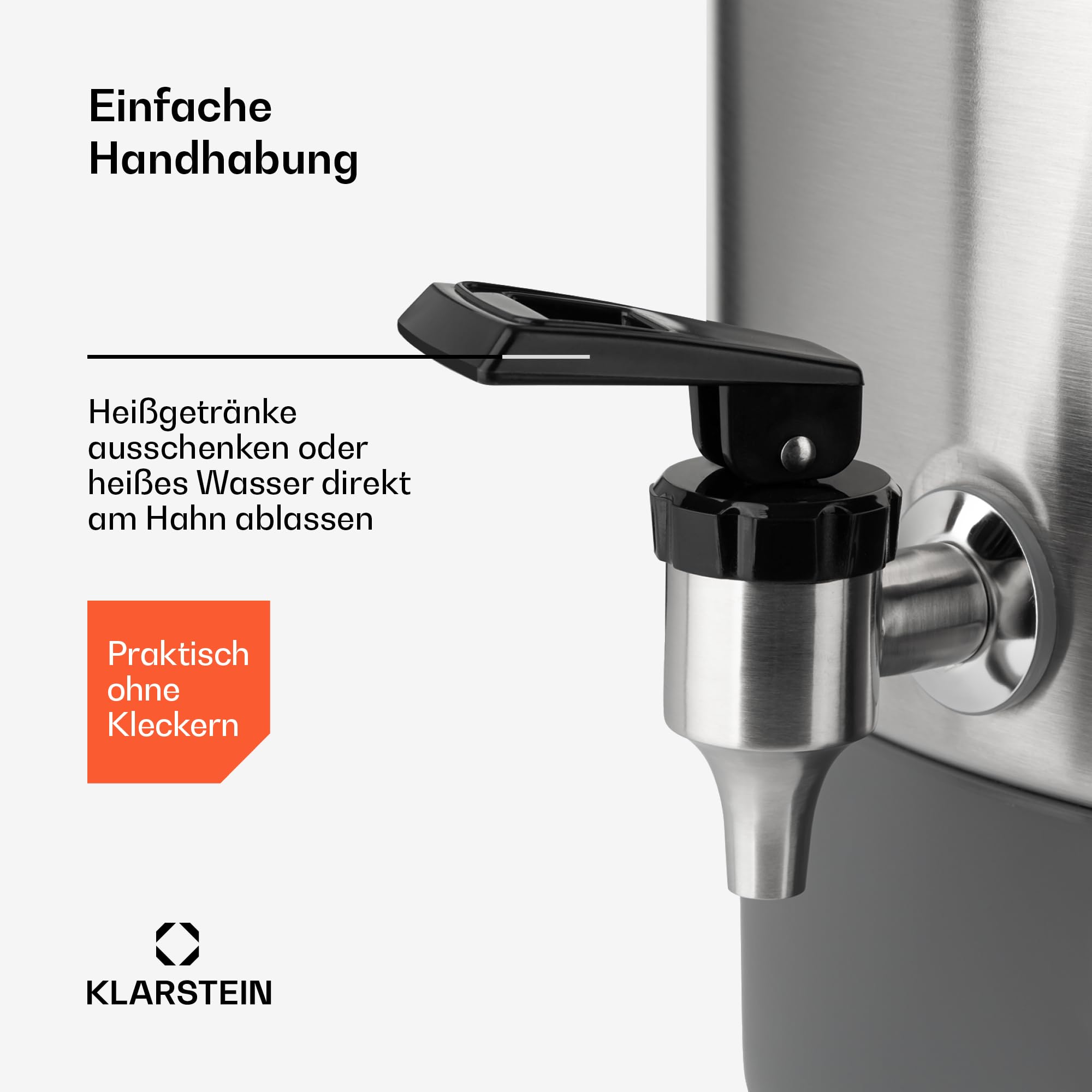 Klarstein Lady Marmalade Einkochautomat Einkochtopf Einkocher Heißgetränkespender, 27 Liter, 1800 Watt, 30-100 °C, Timer, Warmhalte-Funktion, Überhitzungsschutz, Edelstahl gebürstet