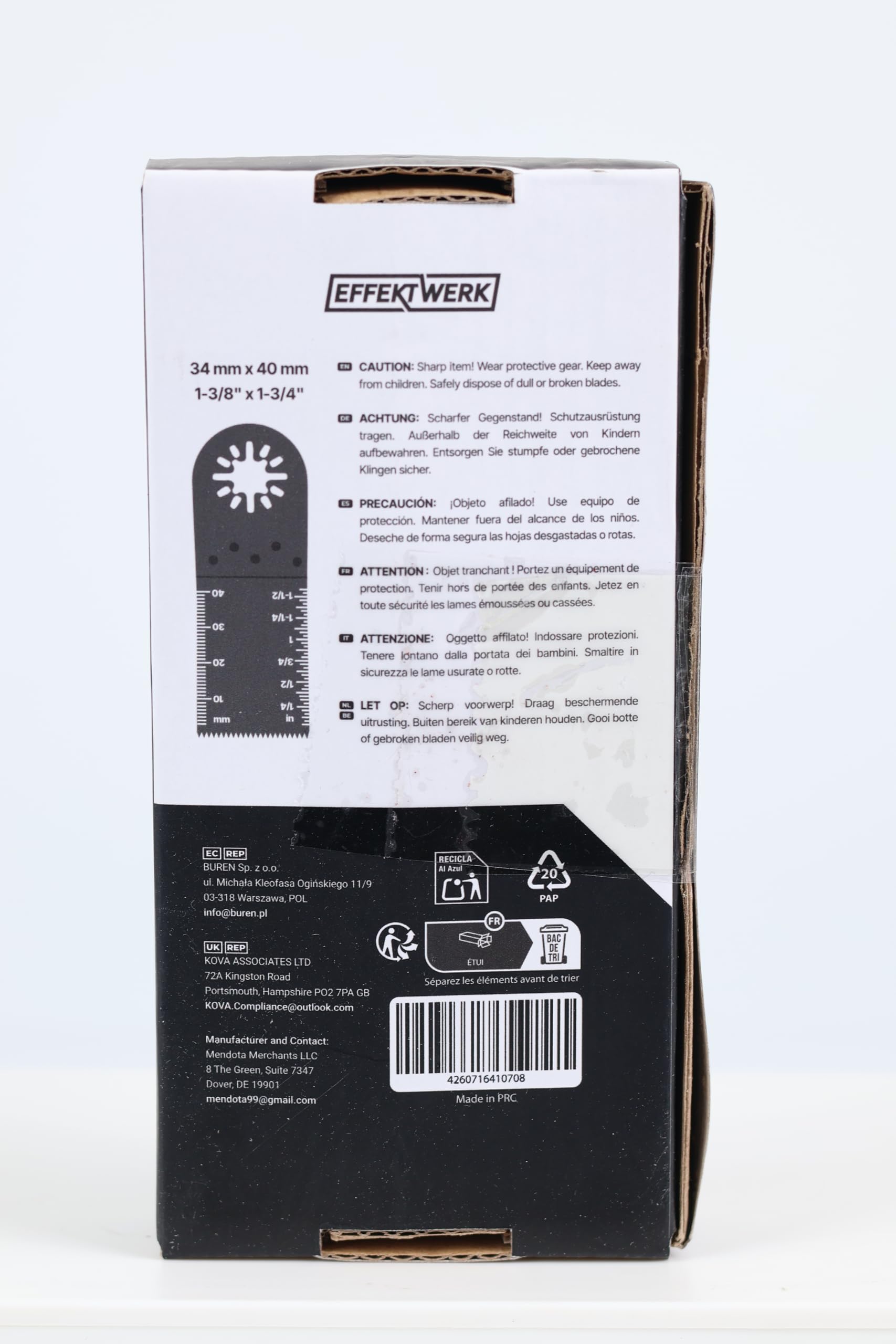 Lame per Multitool - 34mm, Confezione da 10 - Lame a Taglio a Filo per Utensile Oscillante/Taglierina Vibrante - Lame HCS Universali per Tagliare Legno/Plastica