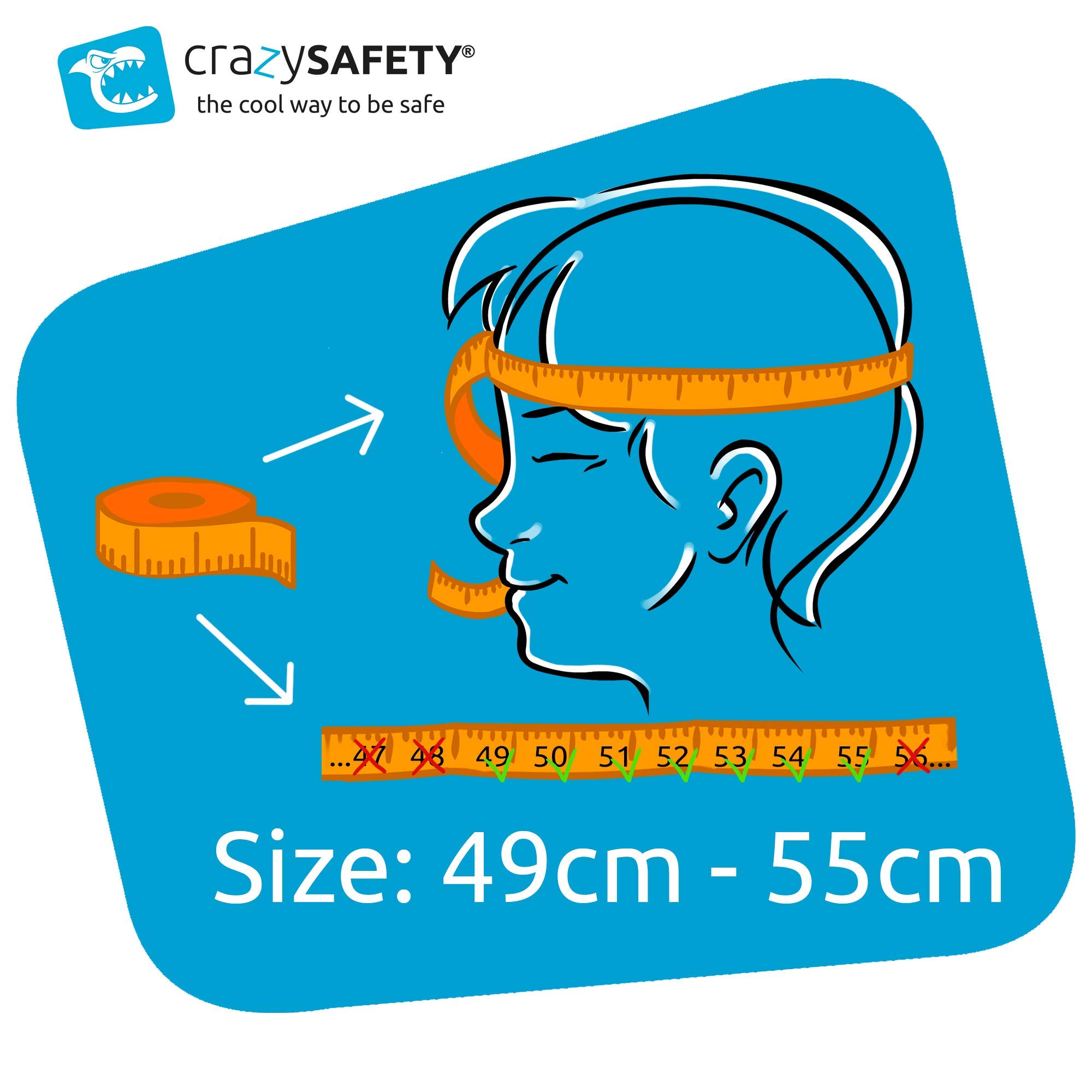 Crazy Safety Casco per Bici per Bambini | Casco per Bambini 2-7 Anni, Ideale per Bicicletta, Skateboard, Monopattino, Pattini a Rotelle | Caschetto da Bici 3D Regolabile 49-55 cm (Tigre Arancione)