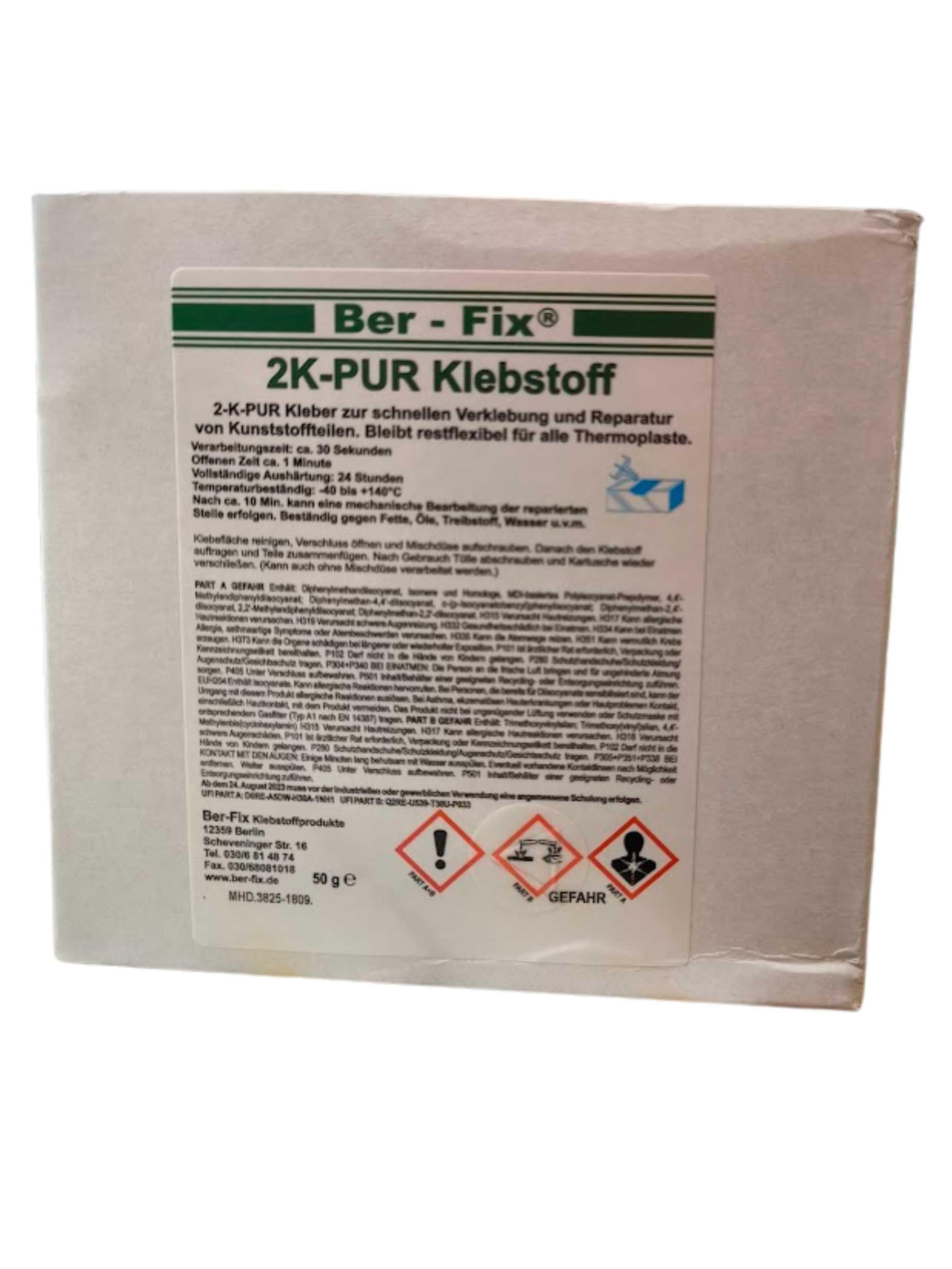Ber-Fix 2K PU Kleber schwarz – Kunststoffkleber (50g) | 2K PUR Kunststoffkleber schwarz; für technische Reparaturen und passende Materialien; Lieferumfang/Inhalt: 50g