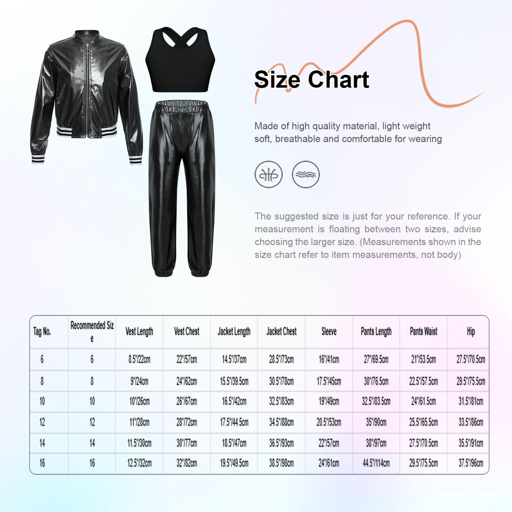 Bambini Ragazze Metallic Sports Suit Giacca Olografica A Maniche Lunghe con Reggiseno Sportivo Pantaloni Scintillanti A Vita Alta 3pc Sportswear