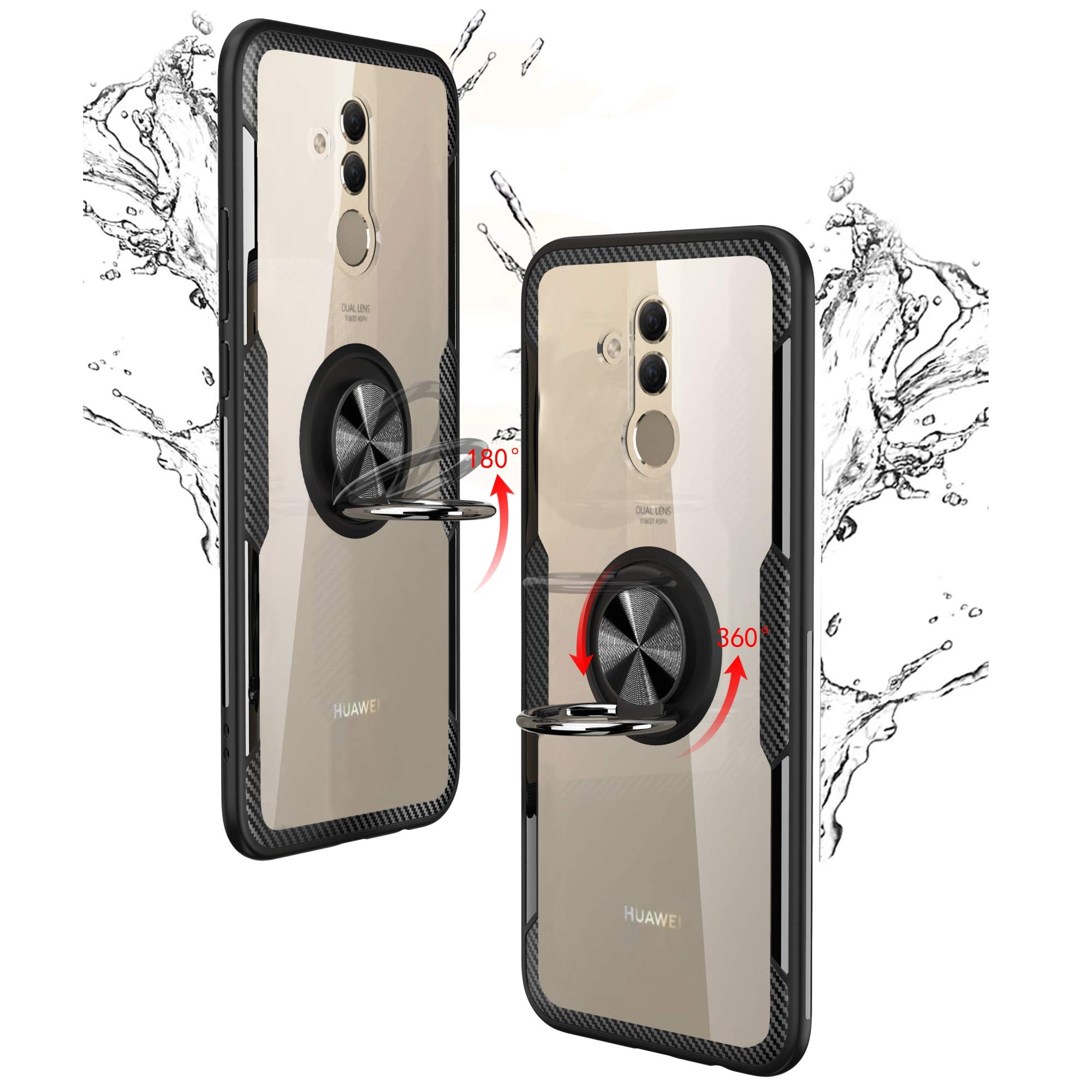 SORAKA Cover Trasparente Per Huawei Mate 20 Con Anello Girevole 360° E Supporto Magnetico – TPU Morbida Antiurto - 2