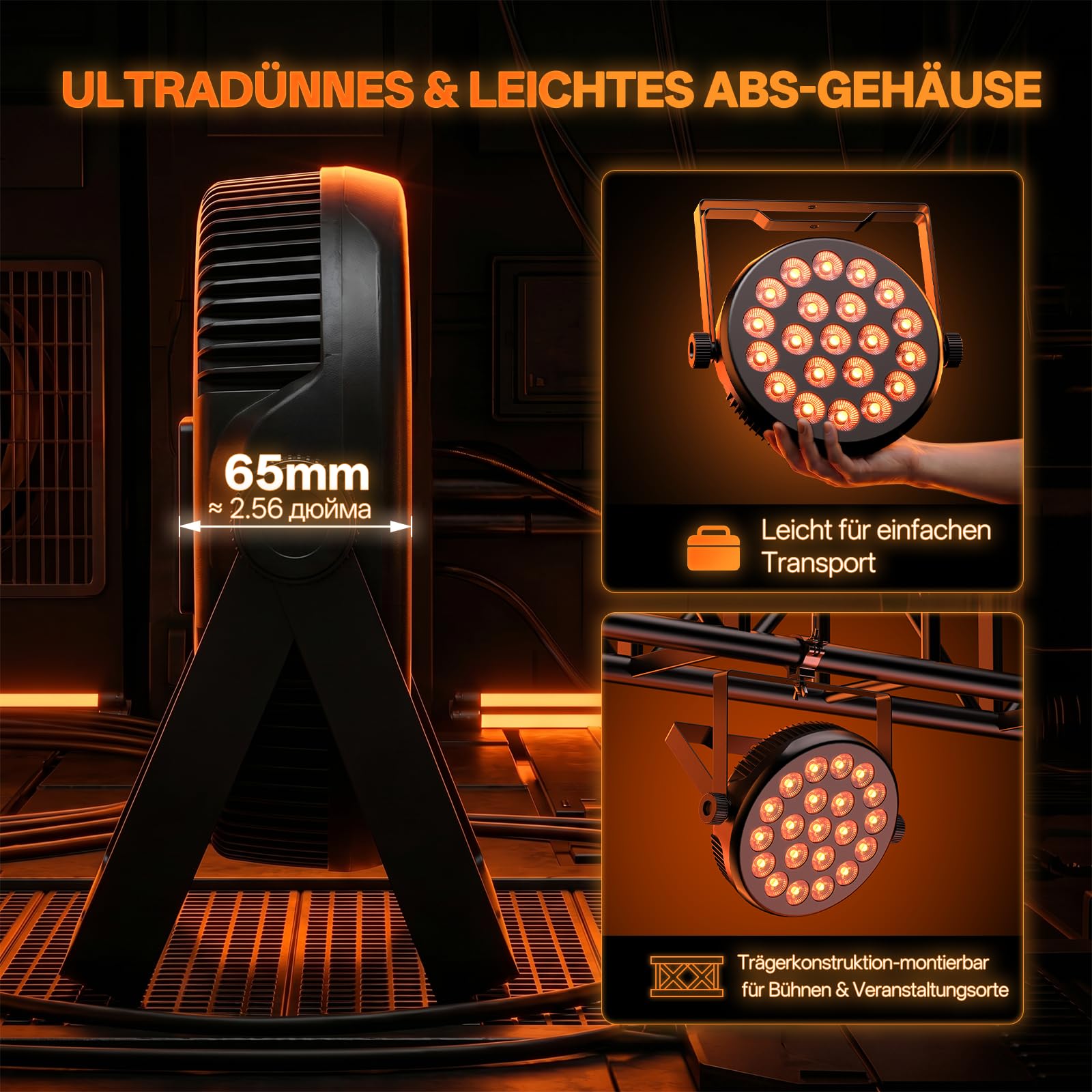 80W Foco Par LED RGBW, 21 LEDs Luz Estroboscopica con Control Remoto y Activación de Sonido, 5 Efectos de Iluminación, DMX 8CH Luces Escenario para Casa Disco Fiestas Halloween Bar Bodas