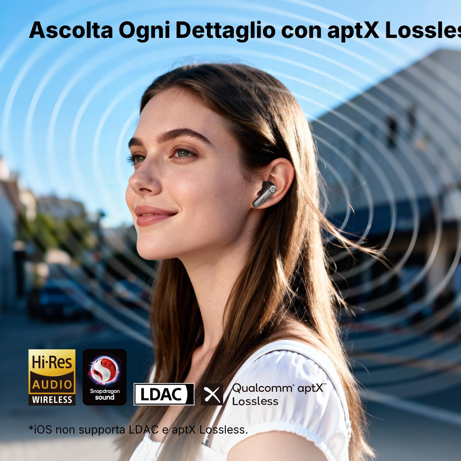 EarFun Air Pro 4+ Cuffiette Bluetooth, Cancellazione Adattiva del Rumore | 6 Microfoni, Doppio Driver, Hi-Res Audio, LDAC, Qualcomm aptX Lossless, Bluetooth 6.0, 54 Ore, Ricarica Wireless, IP55, Nero